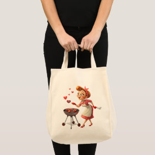 Tote Bag Lady Kochen Liebe Rote Herzen Tragetasche