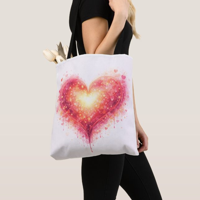 Tote Bag leuchtendes Herz künstlerisch (Von Nahem)
