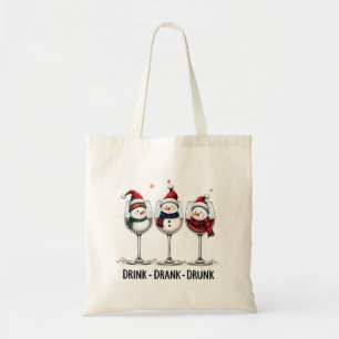 Tote Bag Lustiger Weihnachtsmann-Weinglas Tragetasche