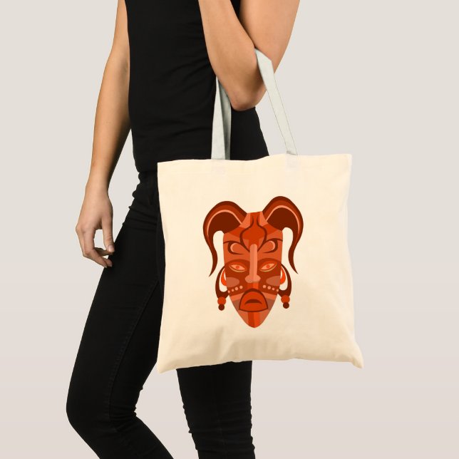 TOTE BAG MIT TRADITIONELLEM MASKDESIGN TRAGETASCHE (Vorderseite (Produkt))