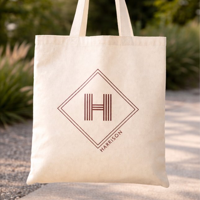 Tote Bag | Modern Geometric Monogram Initial Tragetasche (Von Creator hochgeladen)