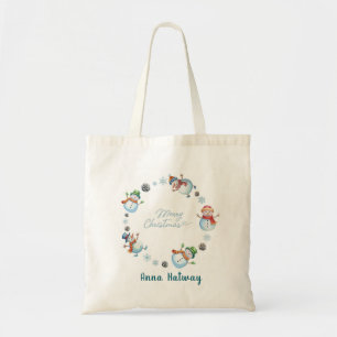 Tote Bag Personalisierter Schneemannkranz Tragetasche