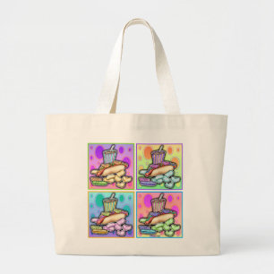 Tote Bag - Pop Art Hot Dog mit Chips und einem Get Jumbo Stoffbeutel