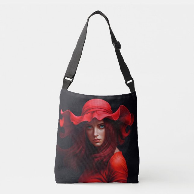Tote Bag Red Hat Girl Tragetaschen Mit Langen Trägern (Vorderseite)