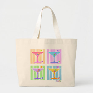 Tote Bag - Retro Pop Art Martinis Jumbo Stoffbeutel