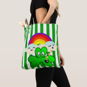 Tote Bag Saint Patrick's Day Regenbogen-Kleeblatt