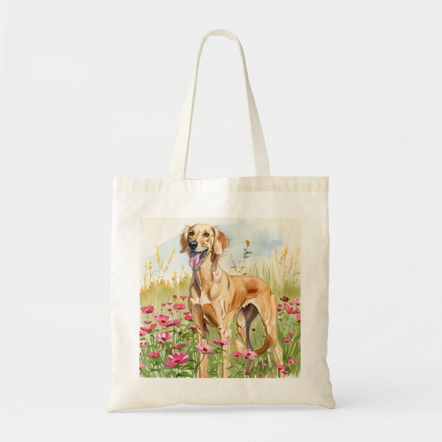 Tote Bag – Saluki Canvas Dog Lover Bag Tragetasche (Vorne)