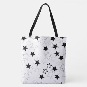 Tote Bag Schwarz & Weiße Sterne 