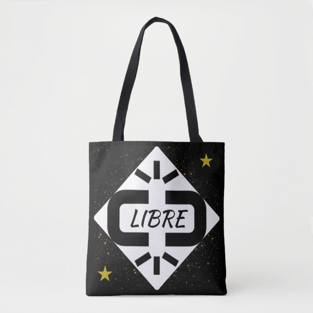 TOTE BAG schwarzes und weißes Design „LIBRE“ (Vorderseite)