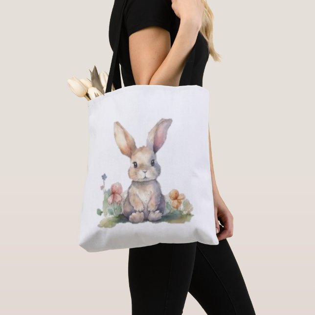 Tote Bag, Süße Blumen-Hase  (Von Nahem)