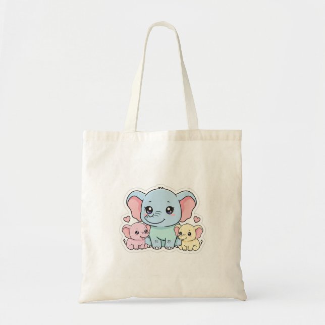 Tote Bag Süßer Elefant Mutter & Kinder Tragetasche (Vorne)