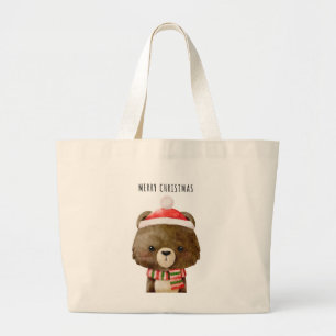 Tote Bag   Süßes Weihnachtsbärengesicht Jumbo Stoffbeutel