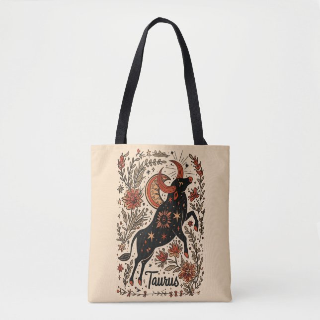 Tote Bag Taurus Celestial Zodiac Art (Vorderseite)