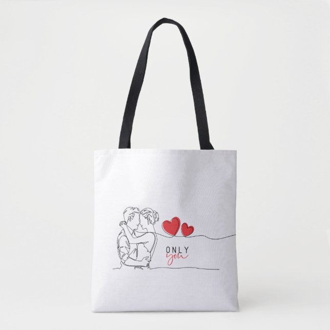 Tote Bag Valentinstag - Lineare Kunst (Vorderseite)