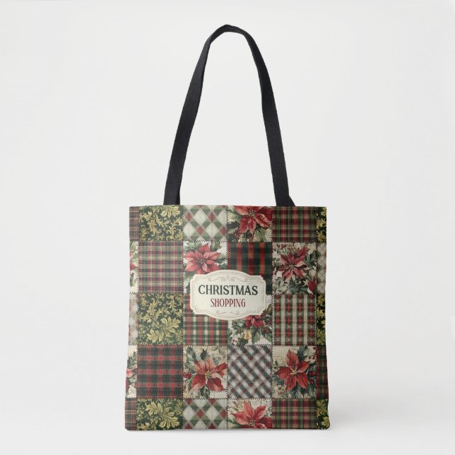 Tote Bag Weihnachten Vintage Patchwork (Vorderseite)