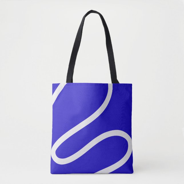 Tote Bag – White Lines on Blue (Vorderseite)