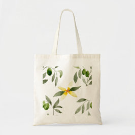 Tote bag with olives, leaves and blossom design tragetasche