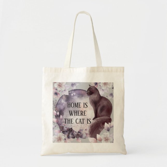 Tote Bag Zuhause ist, wo die Katze eine Aquarellna Tragetasche (Vorne)
