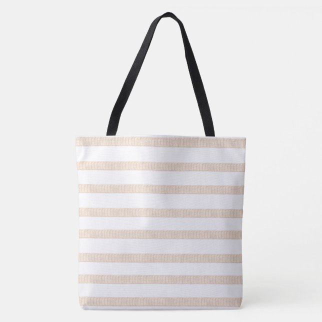 Tote Beutel Beige & White Streifen (Vorderseite)