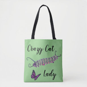 Tote Beutel Katze Lady Grün Hintergrund