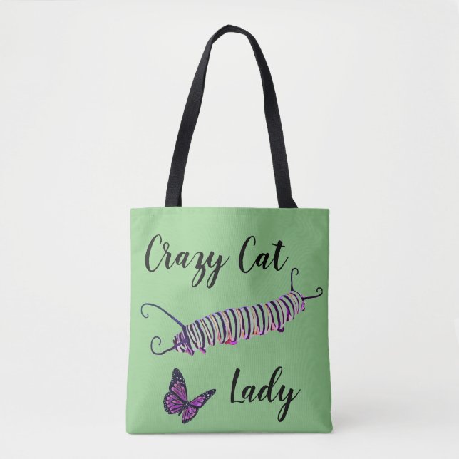 Tote Beutel Katze Lady Grün Hintergrund (Vorderseite)