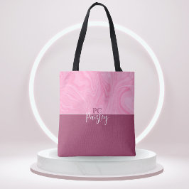 Tote Beutel - Monogramm rosa Marmor Zwei Tone