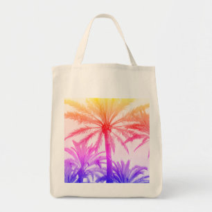 Tote Beutel Sonnenuntergang Palme 80er Rosa lila Tragetasche