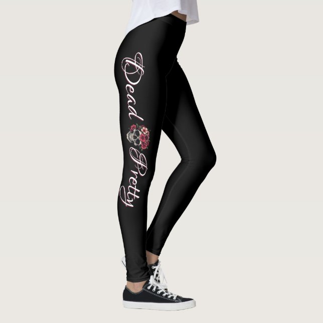 Tote Blumen-Schädel-Leggings Leggings (Rechts)