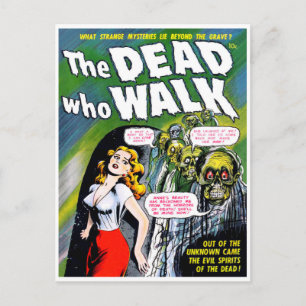 Tote, die wandeln - Vintage-Zombie-Horror Postkarte