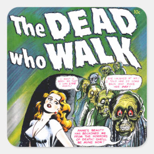Tote, die wandeln - Vintage-Zombie-Horror Quadratischer Aufkleber