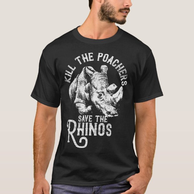 Töte die Wilderer, die das Rhino-Geschenk Gerettet T-Shirt (Vorderseite)