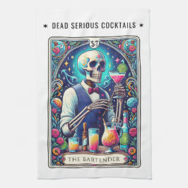 Tote Ernsthafte Cocktails Tarot Barkeeper Skelett Geschirrtuch