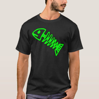 Tote Fisch-Skeleton Schädel entbeint Fossil-Grün T-Shirt