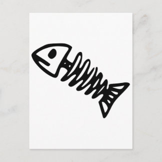 Tote Fische Skelett Schädelknochen Fossil Postkarte