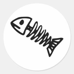 Tote Fische Skelett Schädelknochen Fossil Runder Aufkleber