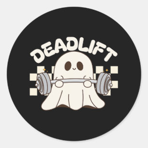 Tote Lift Funny Halloween Ghost Weight Lifting Waf Runder Aufkleber