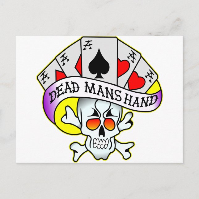 Tote Mans Hand Old School Tattoo Postkarte (Vorderseite)