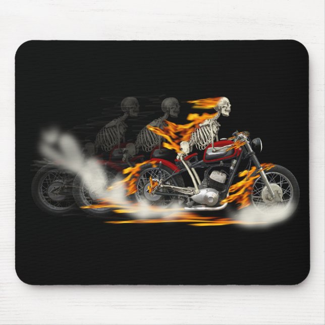 Tote Metallfahrer Motorrad-Feuerrad Mousepad (Vorne)