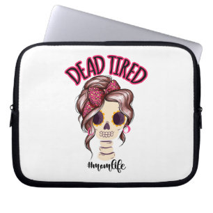 Tote müde Mama Leben Skeleton Messy Bun Bandana Laptopschutzhülle
