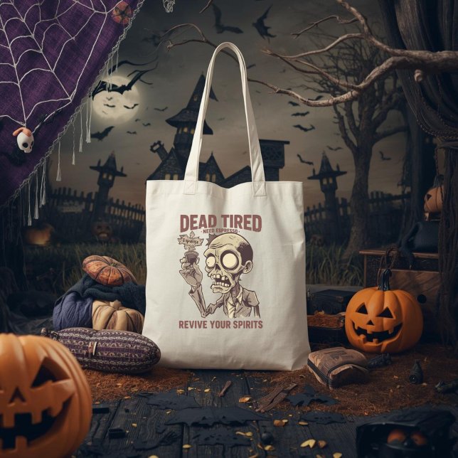 Tote Müde Need Espresso Zombie Halloween Kaffee Tragetasche (Von Creator hochgeladen)