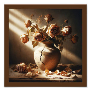 Tote Rose In Vase Vintager Stil Stillleben Foto