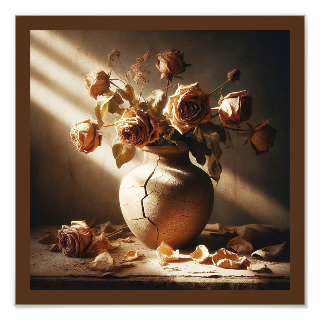Tote Rose In Vase Vintager Stil Stillleben Foto (Vorne)
