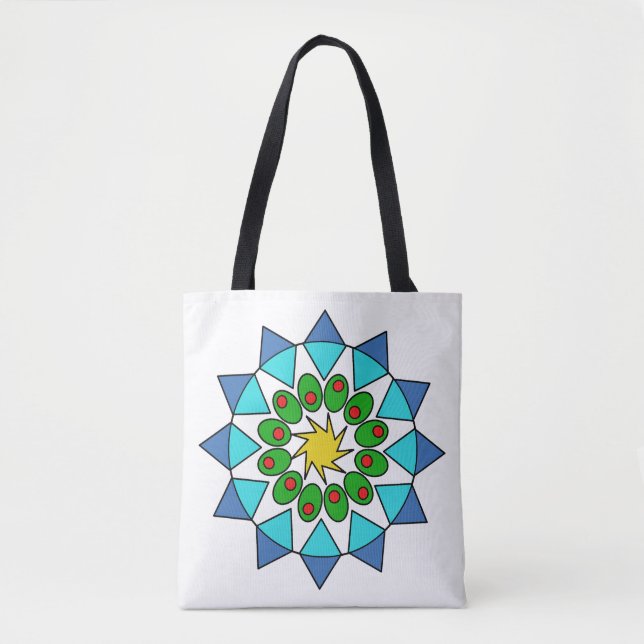 Tote Tag (ao) - Farbenfrohe Mandala (Vorderseite)