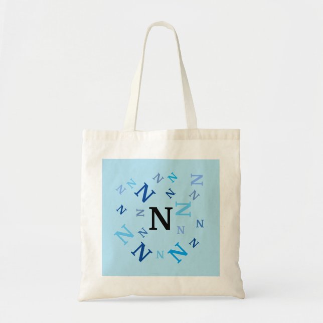 Tote Tag - Jumbled Letters in Blues Tragetasche (Vorne)