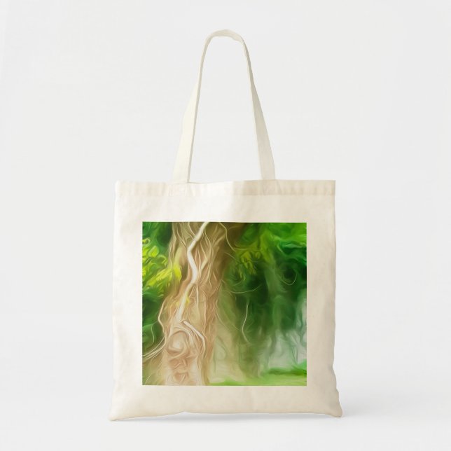 Tote Tag Traum Leuchtender Grüner Baum Tragetasche (Vorne)
