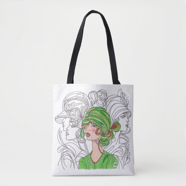 Tote Tasche Green Flapper Girl (Vorderseite)