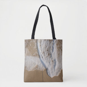 Tote Tasche mit Bild des Meerwassers am Strand