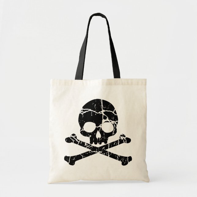 Tote Tasche mit gekracktem Schädel und Crossbones (Vorne)