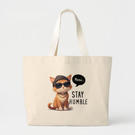 Tote Tasche mit Hipster Cat Design Bleibe Humble