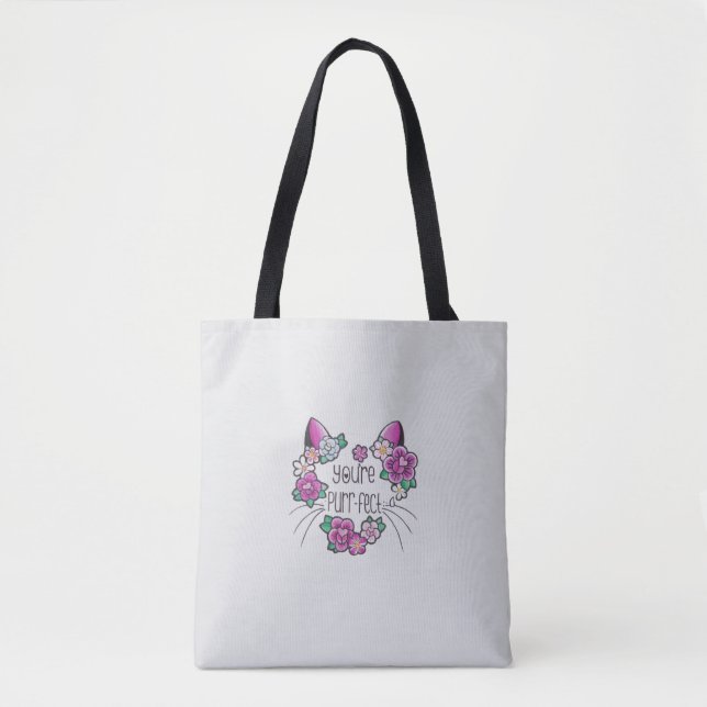 Tote Tasche mit kat-Inspiriert Blumendruck (Vorderseite)